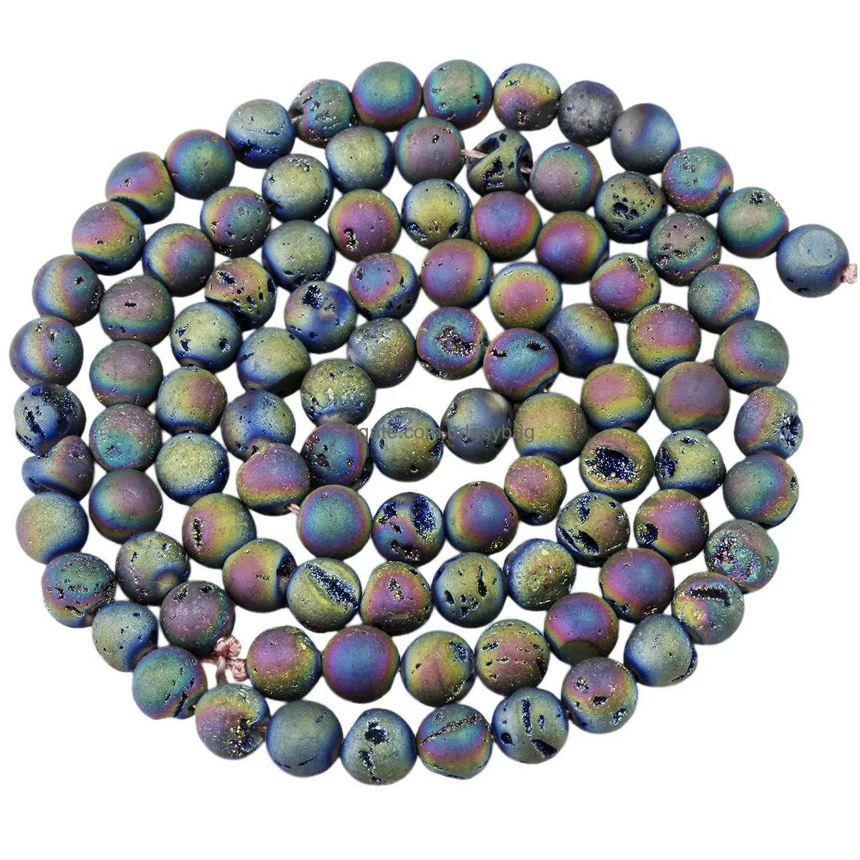 6mm druzy agate crystal round beads 65pcs dursy quartz organic gemstone spherical energy stone healing power for jewelry bracelet mala necklace making 1