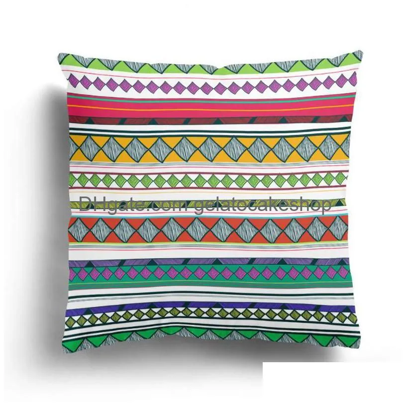 cushion/decorative pillow geometric printing plush pillowcase home decoration sofa cushion cover retro pattern customizable patterns