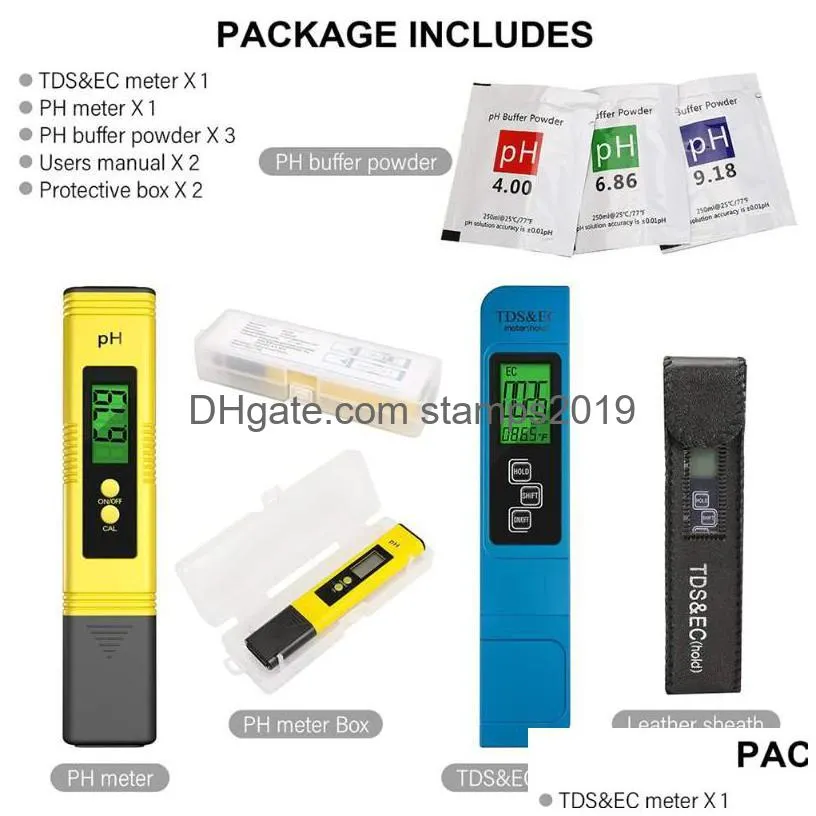 digital tds ec ph meter set 0.0014.00 water quality purity monitor test pen led display temperature tester for aquarium pool meters