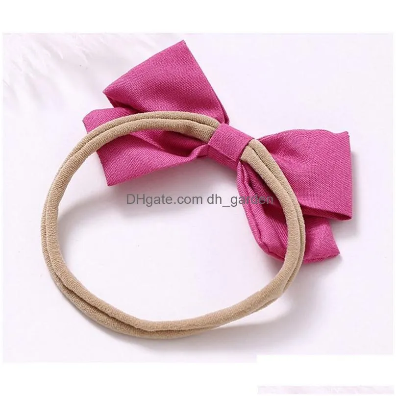 30pc/lot born solid nylon bow s for cute kids hair girls turban hairband children soft cotton headband