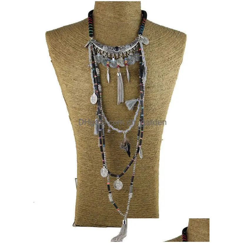 gypsy statement vintage long necklace ethnic jewelry boho necklace tribal collar tibet jewelry