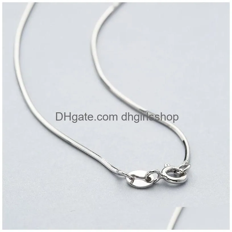 genuine real pure solid 925 sterling silver chain necklace men women snake chain jewelry male female 0.7mm collier necklaces