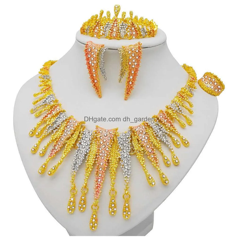 ethiopia 24k gold color dubai jewelry women african party wedding gifts necklace earrings bracelet ring jewellery sets
