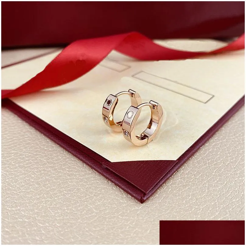 fashion jewelry hoop earrings women mens ohrringe famous luxury hoop with diamond 18k rose gold plated lover gift cubic zirconia zircon rhinestone gold