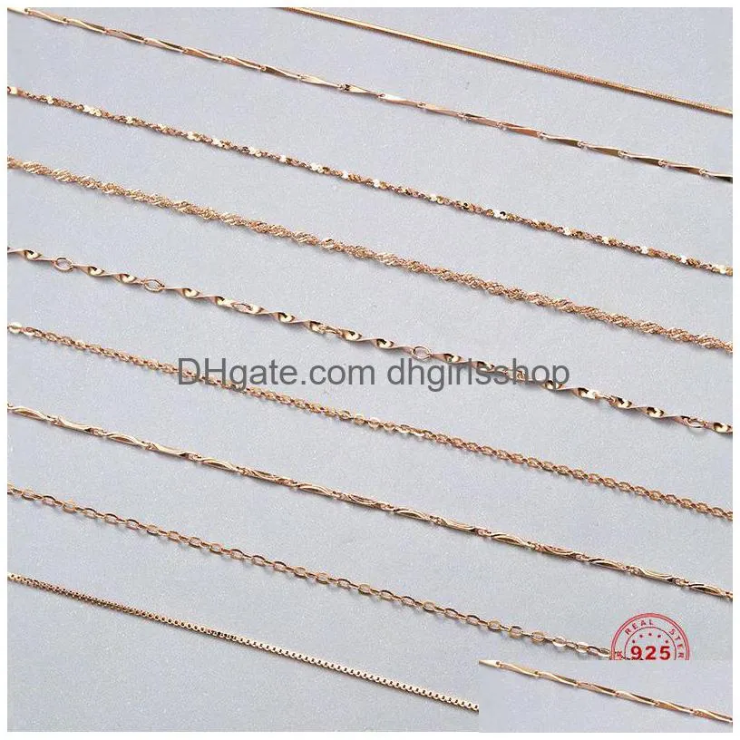 doreen box 925 sterling silver rose gold chain necklace female silver chains jewelry sweater chain clavicle necklace
