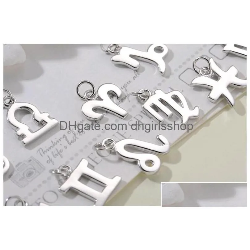 12 zodiac signs charms pendants for bracelet necklace tail chain 925 sterling silver diy jewelry components findings