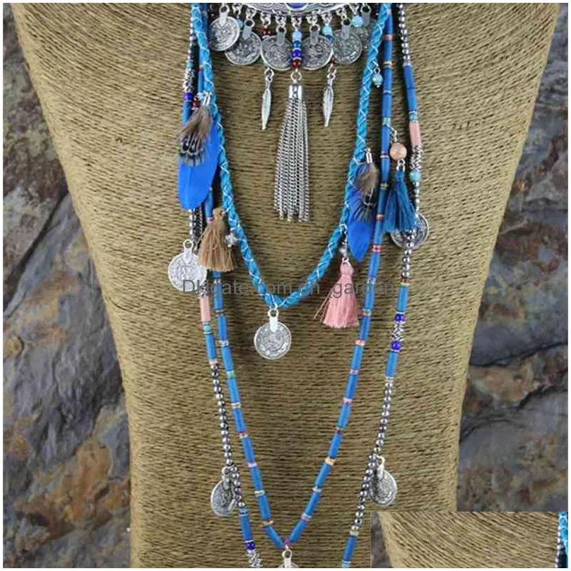 gypsy statement vintage long necklace ethnic jewelry boho necklace tribal collar tibet jewelry