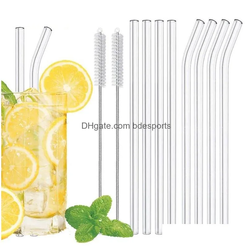 glass straws reusable drinking glass tube ecofriendly with cleaning brush events party favors supplies