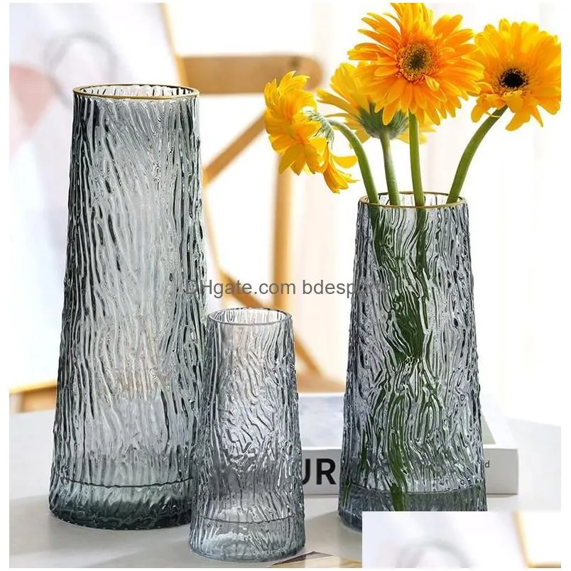 embossed ins glass vases large transparent water nourishing rich bamboo living room home flower arrangement ornaments