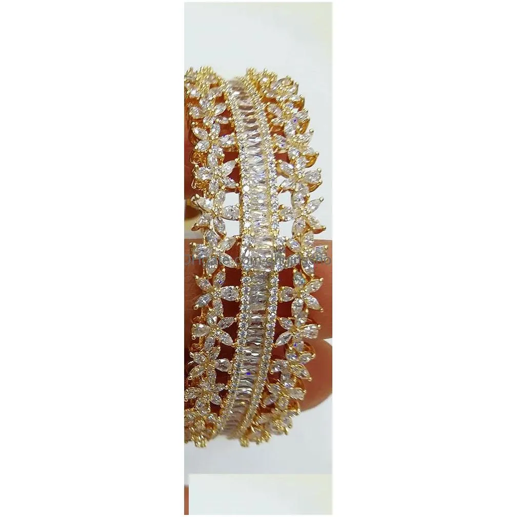 bangle maxi size crossover 3 colors bracelet for women wedding party zircon crystal engagement dubai bridal jewelry giftsbanglebangle