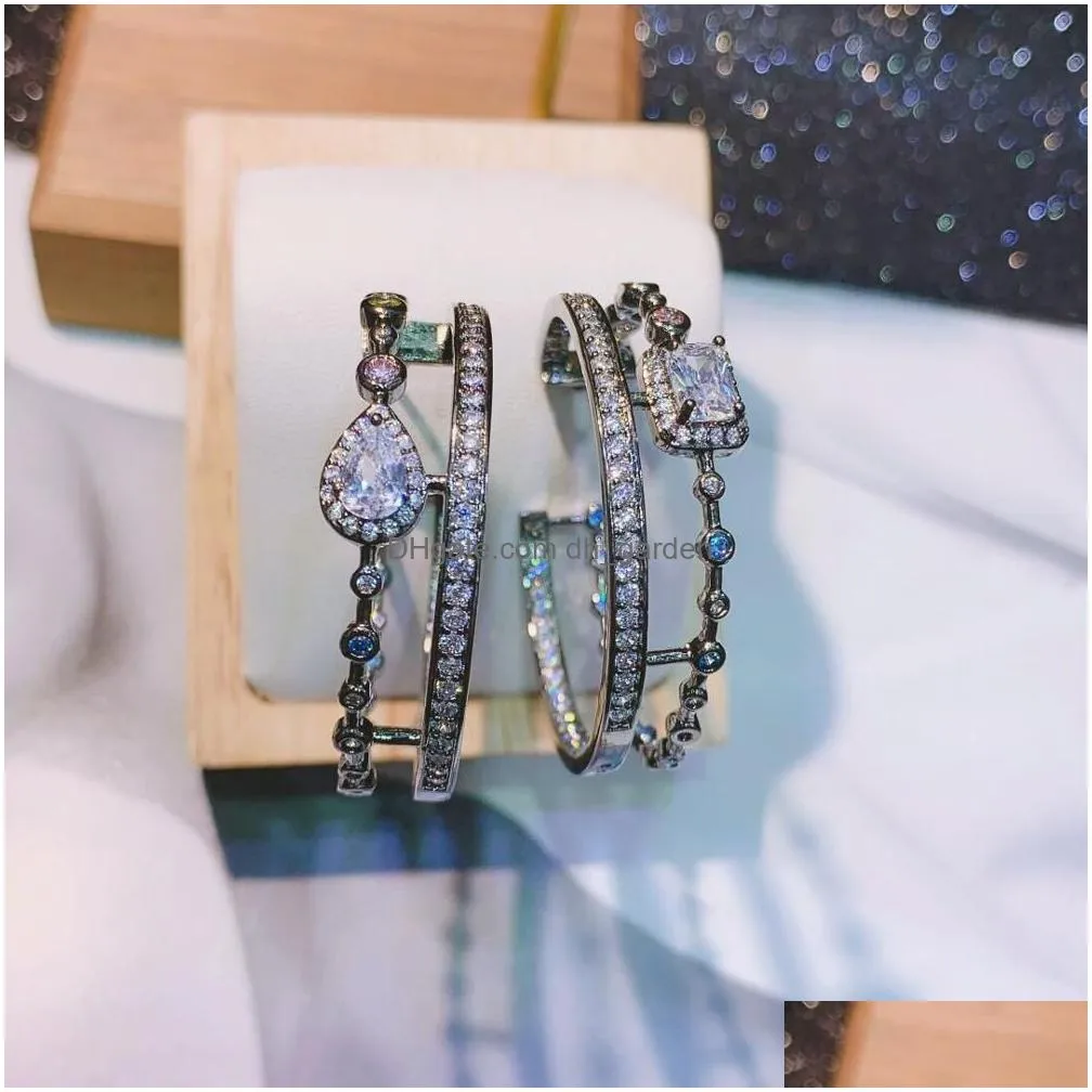 hibride luxury aaa cubic zirconia big hoop for women wedding dubai jewelry trendy earrings boucle doreille femme e716