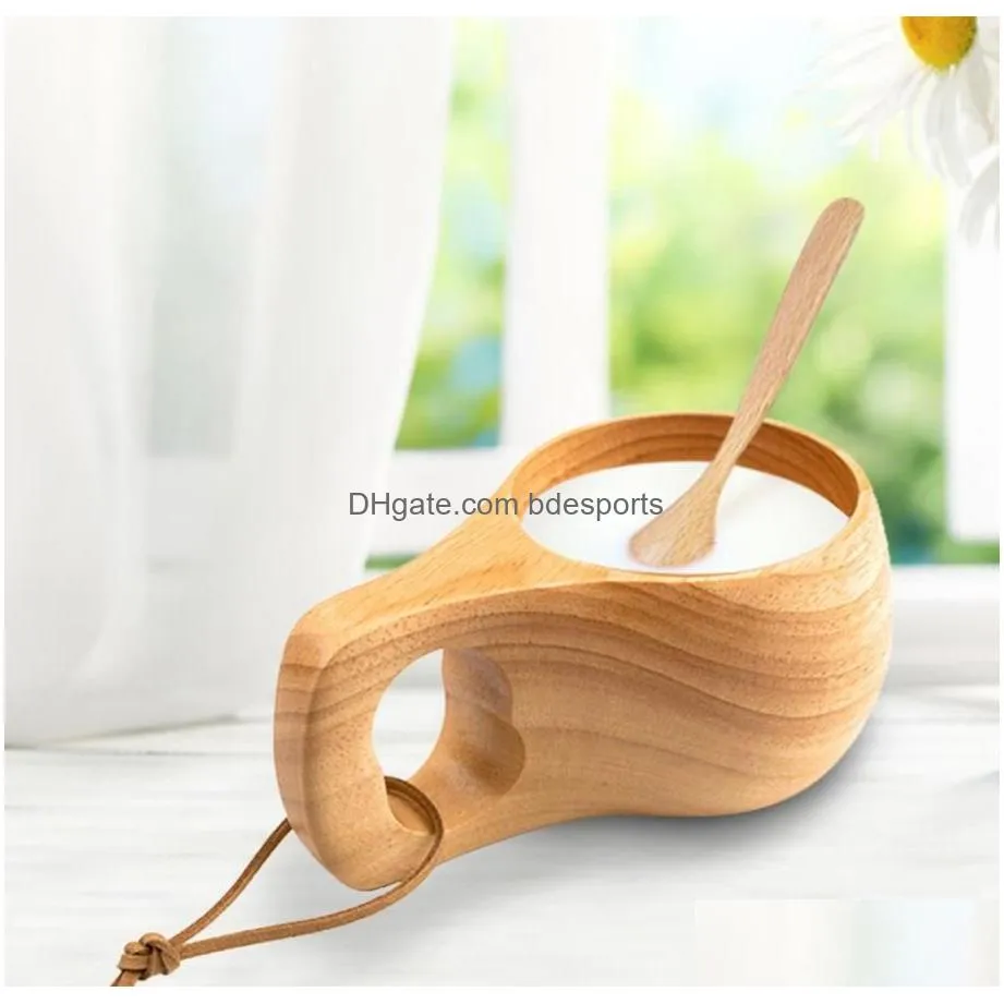 rubber wood water cup japanese style wooden milk cup wooden breakfast cup mugs beer milk mug coffee water bottle kitchen tools