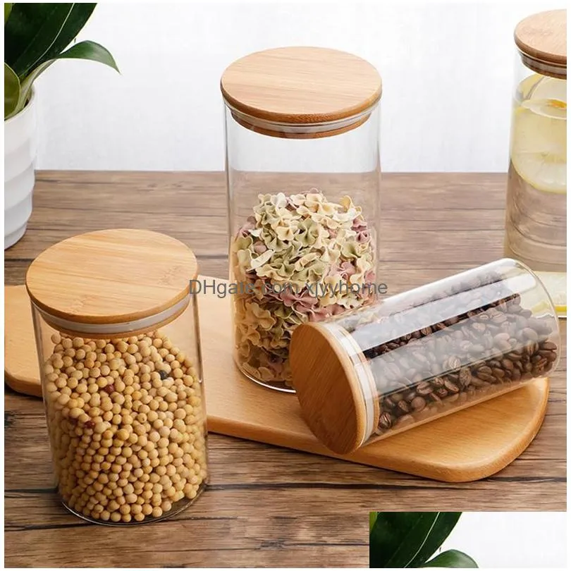 mason candy food jars for spices glass bamboo cover container glass jars with lids cookie jar kitchen jars and lids wholesale