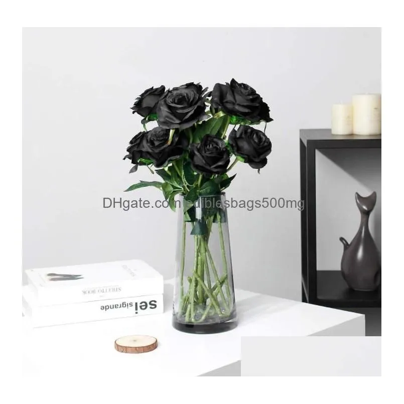 artificial rose flowers silk long branch bouquet for wedding home room table centerpiece decor fake plant wreath accessory