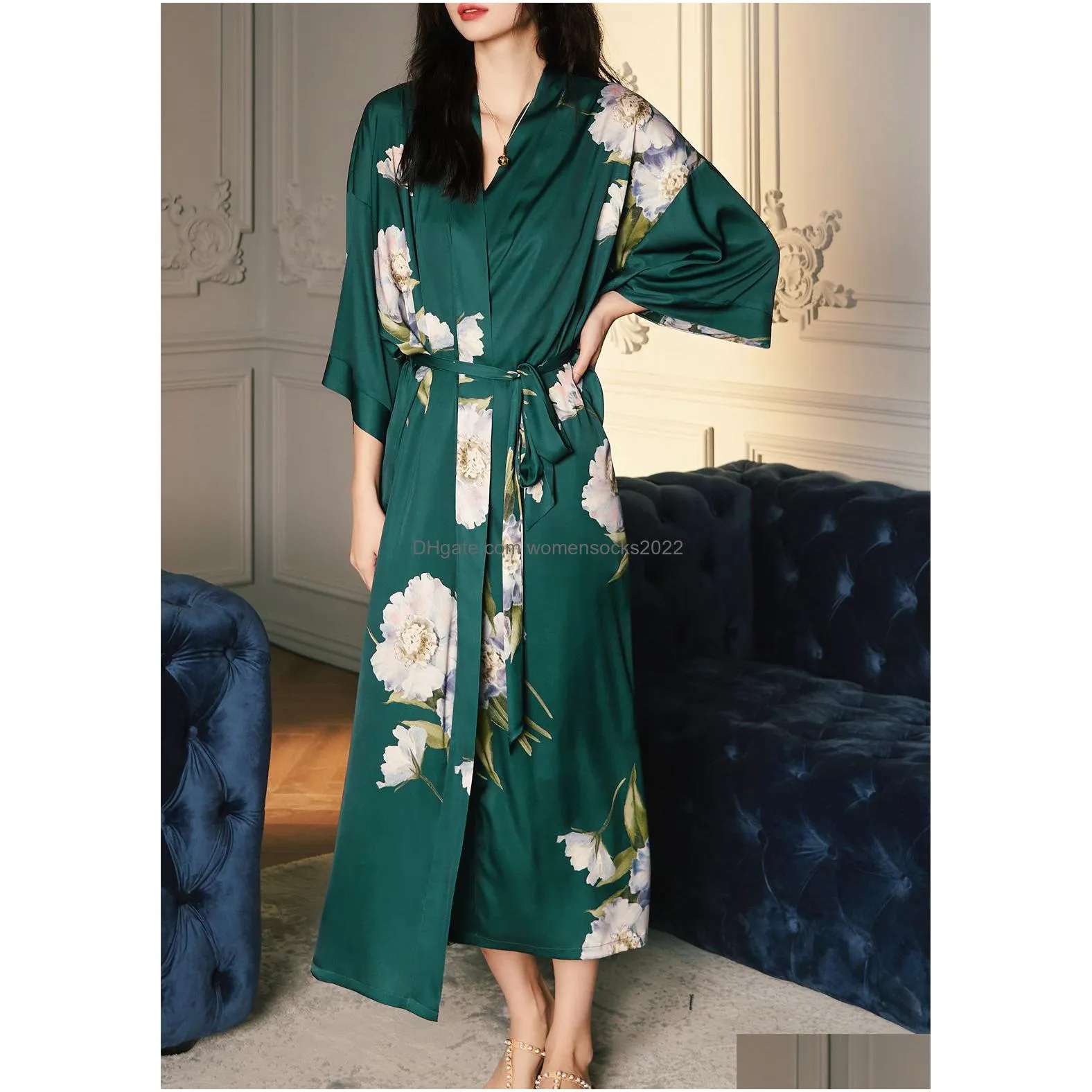 women satin sleepwear long kimono dressing gown elegant pajamas wedding bridesmaids robe summer lounge nightdress nightwear ladies v neck half sleeve
