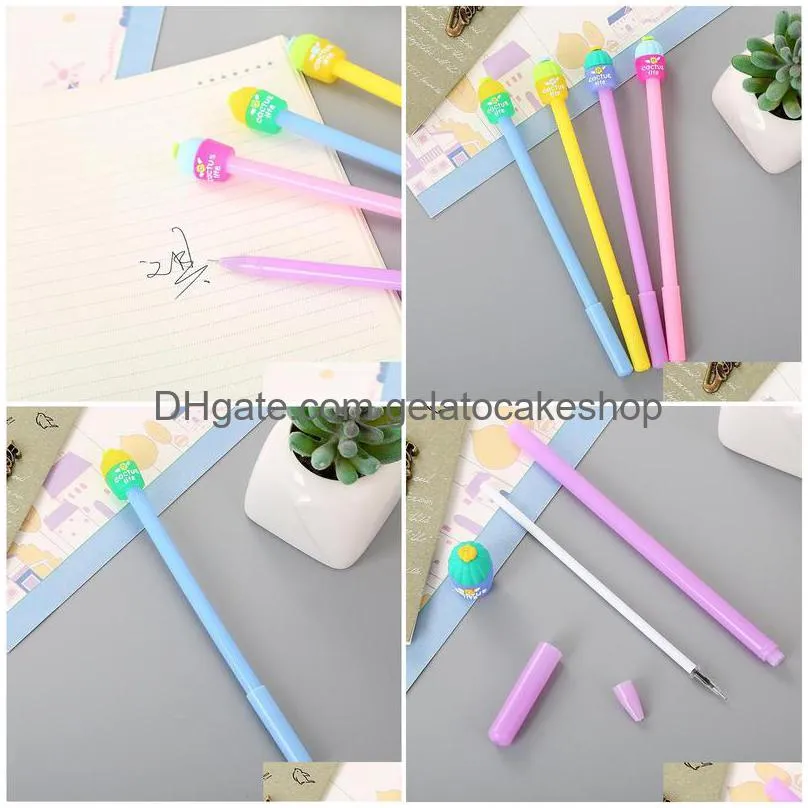 gel pens 36 pcs set creative stationery jelly cactus pen cute  students writing tools cartoon office needle sign