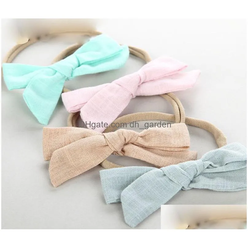 30pc/lot born solid nylon bow s for cute kids hair girls turban hairband children soft cotton headband