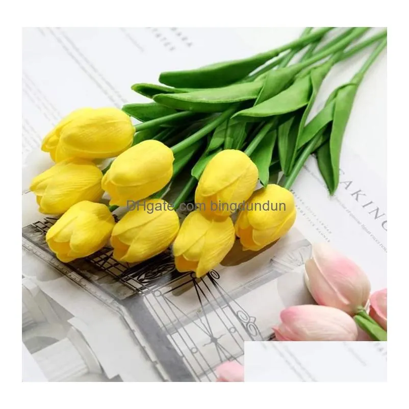 artificial tulip flower bouquet real touch pe foam fake flower for wedding decoration flowers for home garden decoraive