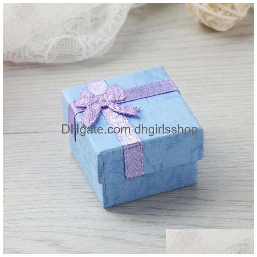 12 pieces paper ring boxes with bow design for earrings 1 dozen jewelry case for valentines day gift wholesale lots bulk