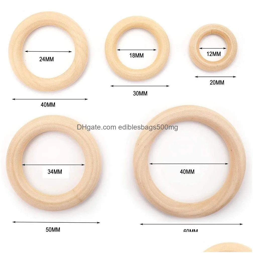 unfinished solid wooden rings 15100mm natural wood rings for macrame diy crafts wood hoops ornaments connectors jewelry making