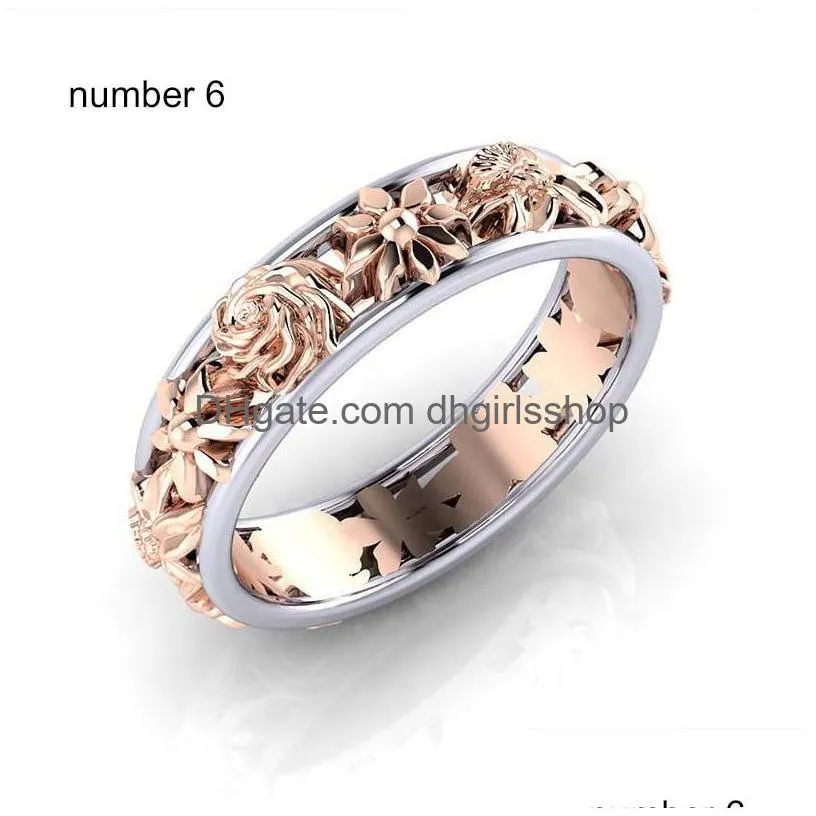 sale natural elegant rose golden beauty flower wedding ring jewelry size gift 610