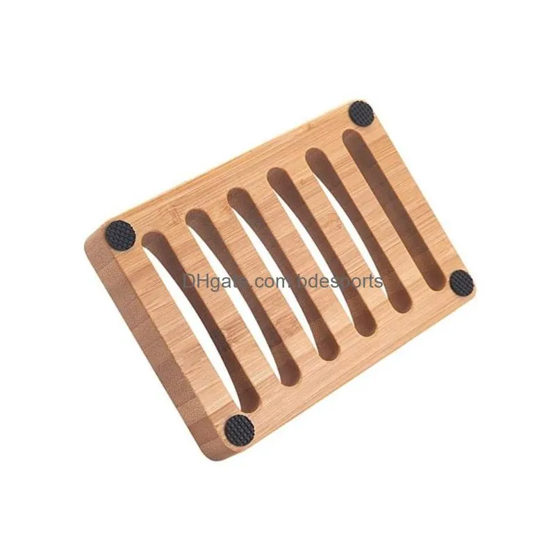 portable wooden natural bamboo soap dishes tray holder storage soap rack plate box container bathroom soap dish storage box