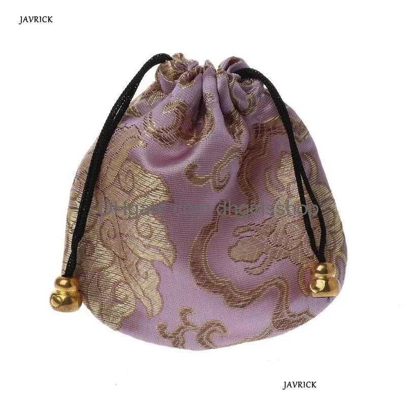 1pc high quality traditional silk travel pouch classic embroidery jewelry packaging bag organizer handbags jewelry tips