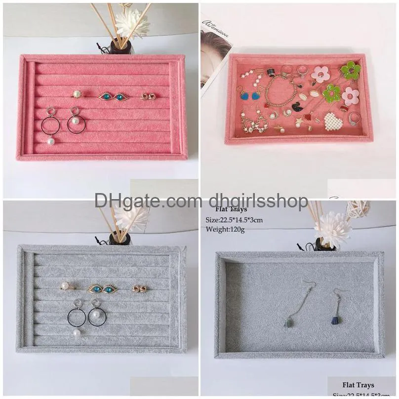 velvet jewelry flat trays box earring rings storage box jewelry case display convenient charming women rings trays makeup