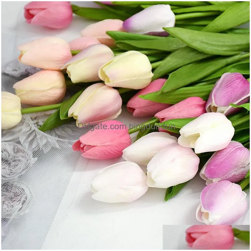 artificial tulip flower bouquet real touch pe foam fake flower for wedding decoration flowers for home garden decoraive