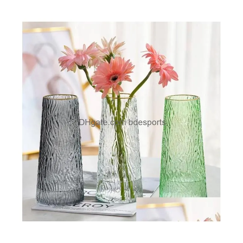 embossed ins glass vases large transparent water nourishing rich bamboo living room home flower arrangement ornaments