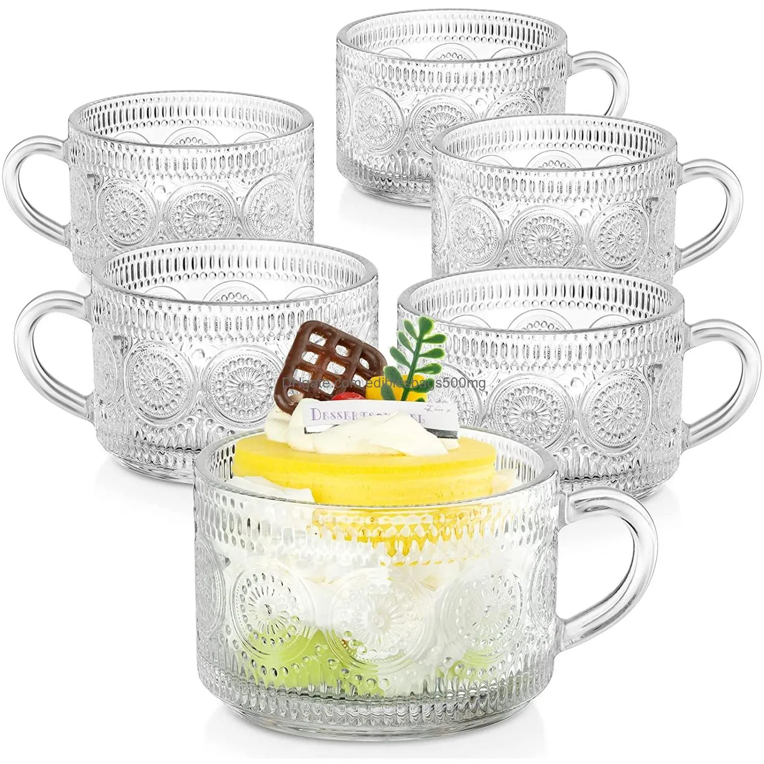 embossed pattern glass cup set delicate coffee water tea milk drinks mug large capacity breakfast cups drinking utensils glasses