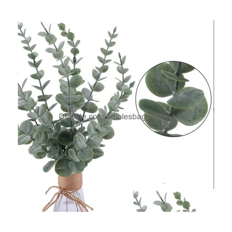 artificial gold eucalyptus branch stem artificial plants for autumn home decoration wedding flower arrangement greenery