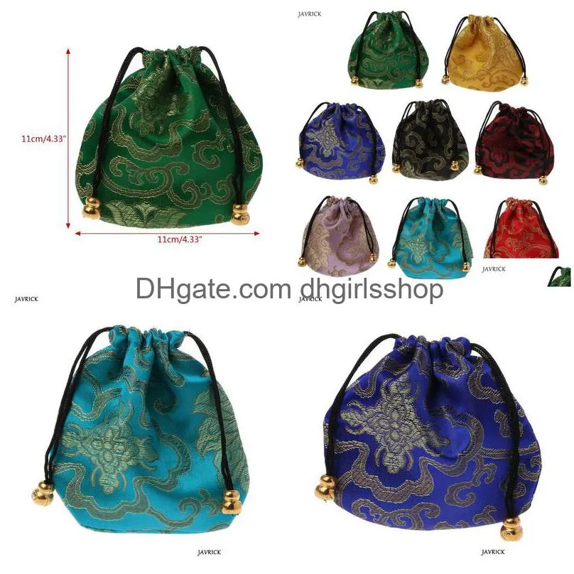 1pc high quality traditional silk travel pouch classic embroidery jewelry packaging bag organizer handbags jewelry tips