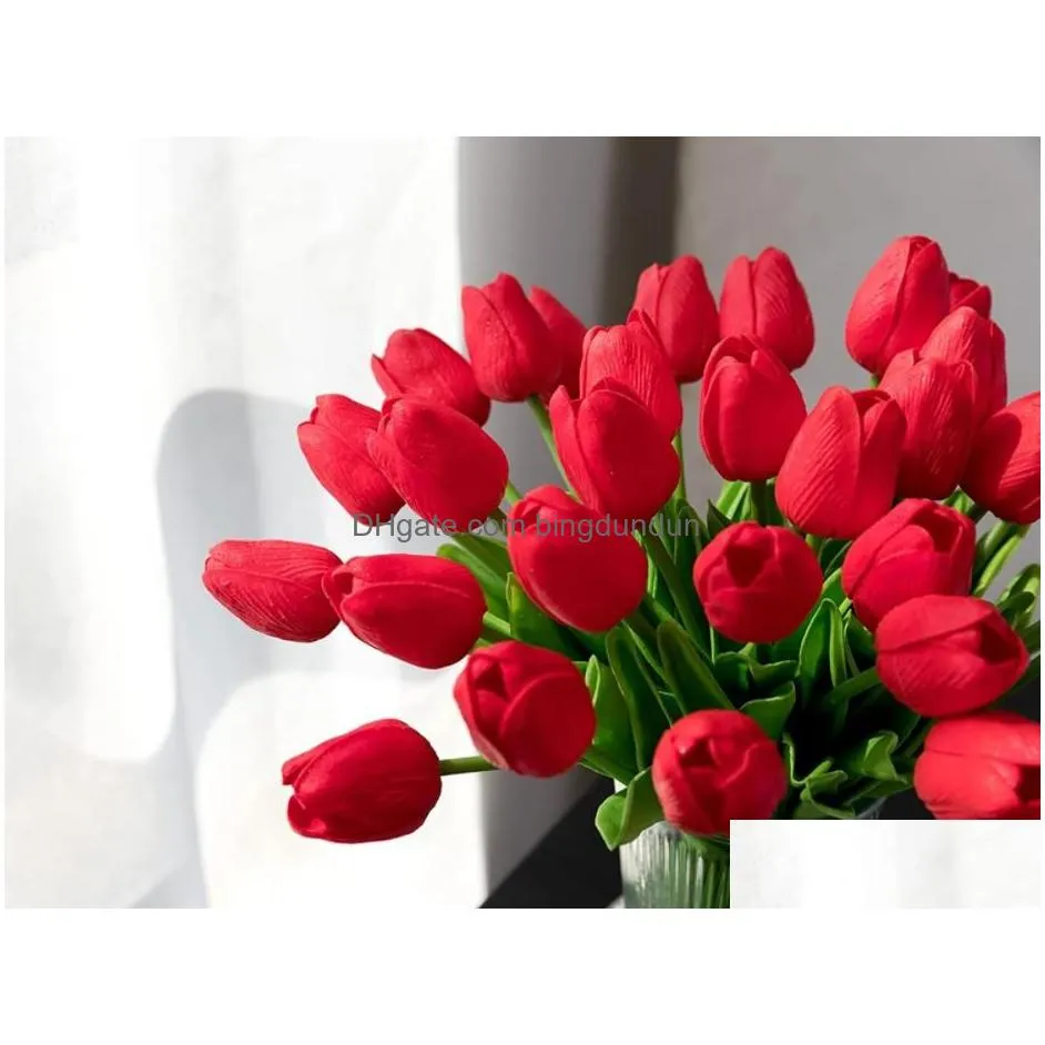 35 cm tulip flower artificial tulip bouquet pe foam fake flower for wedding ceremony decor home garden bouquet decor