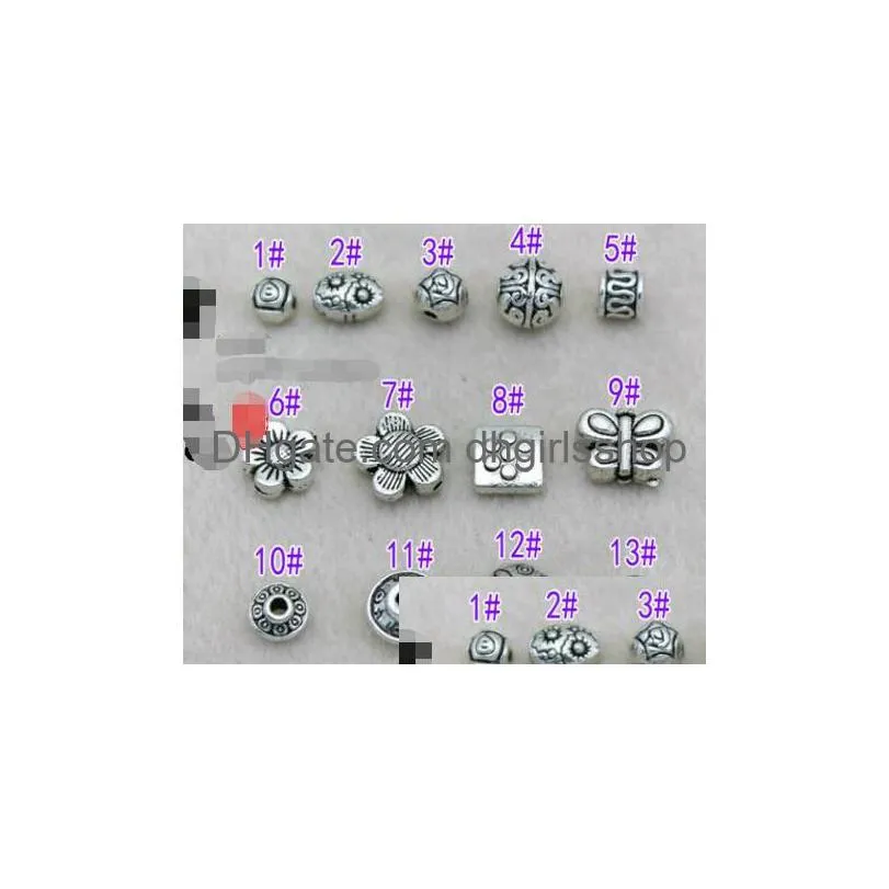 100pcs tibetan silver barrel spacer charms findings bohemian retro antique loose beads mix styles jewelry accessories wholesale