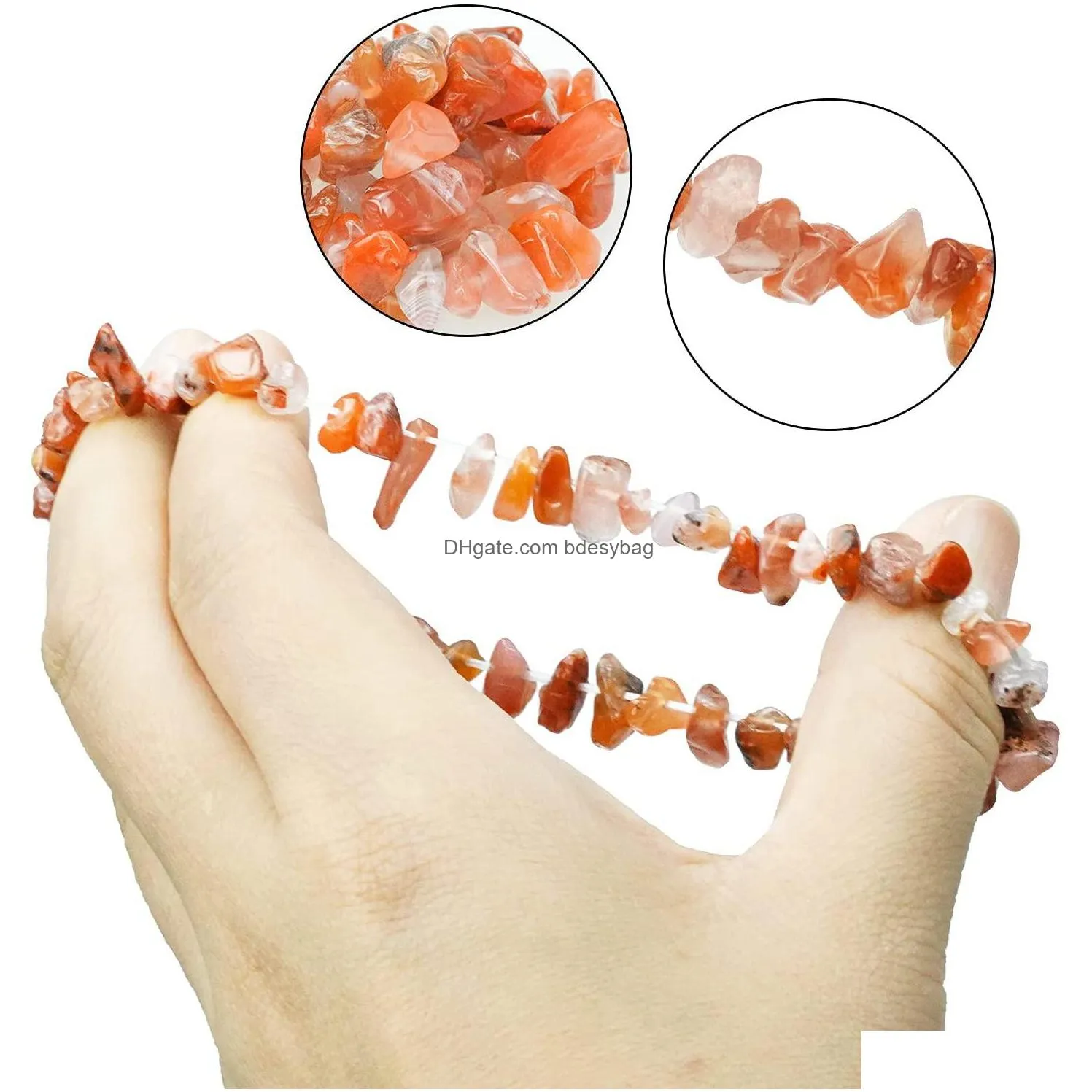 chip stone beaded bracelets for women men strand irregular tumble reiki raw rock healing chakra crystal quartz jewelry