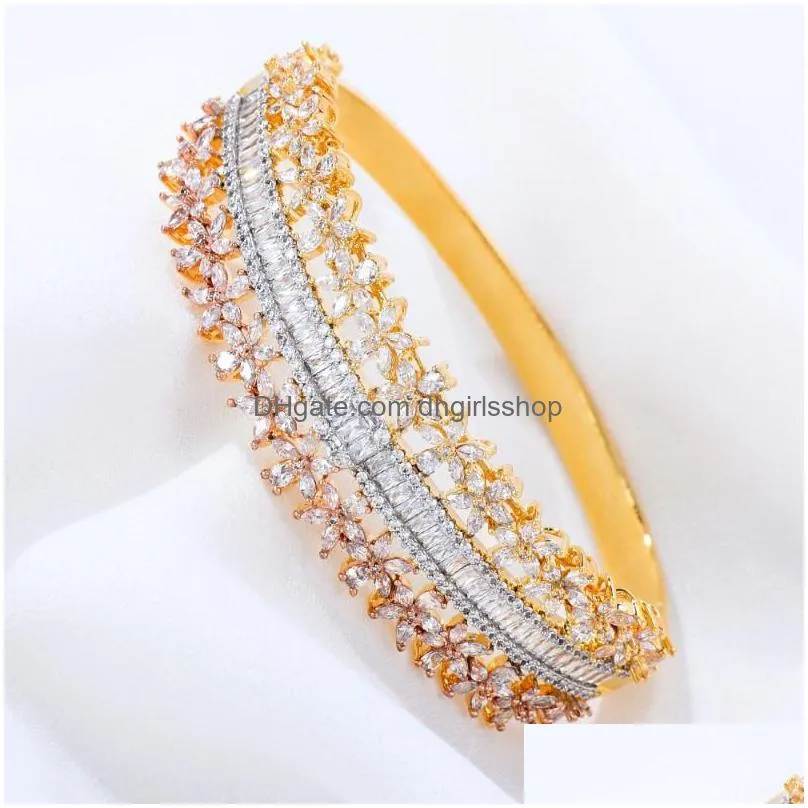 bangle maxi size crossover 3 colors bracelet for women wedding party zircon crystal engagement dubai bridal jewelry giftsbanglebangle
