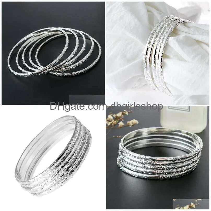 5 piece/lot silver color simple women cuff bracelet bangle big circle round hoop wristband women fashion jewelry accessories