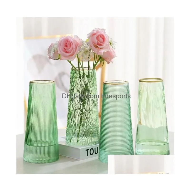 embossed ins glass vases large transparent water nourishing rich bamboo living room home flower arrangement ornaments