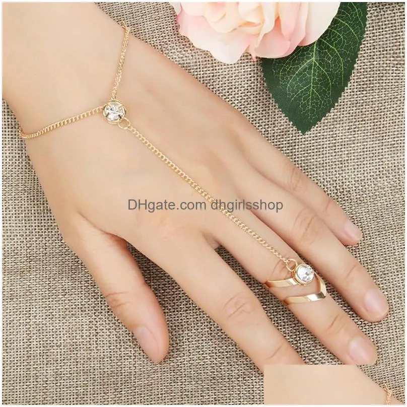 charm bracelets fashion style women finger bracelet bohemian gypsy beach handle gem crystal hand chain banglecharm lars22