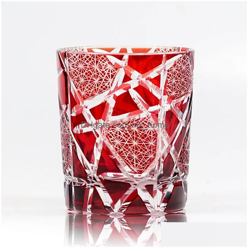 edo kiriko drinking glass old fashioned crystal whisky cup for scotch bourbon hand cut design cocktail glass