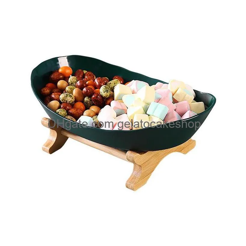 kitchen storage organization party standing gift snack tray bamboo rack fruit dessert appetizer accessories for serving living room