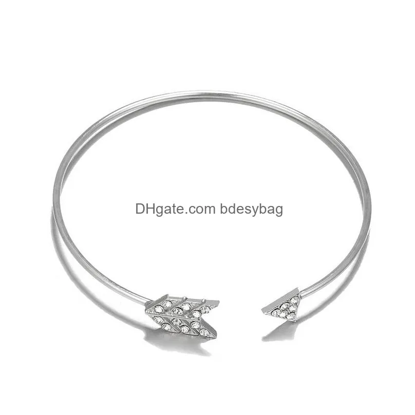 5pcs simple personality twig ring diamond arrow combination adjustable cuff open bracelet stackable wrap bracelet set womens girl5 gold