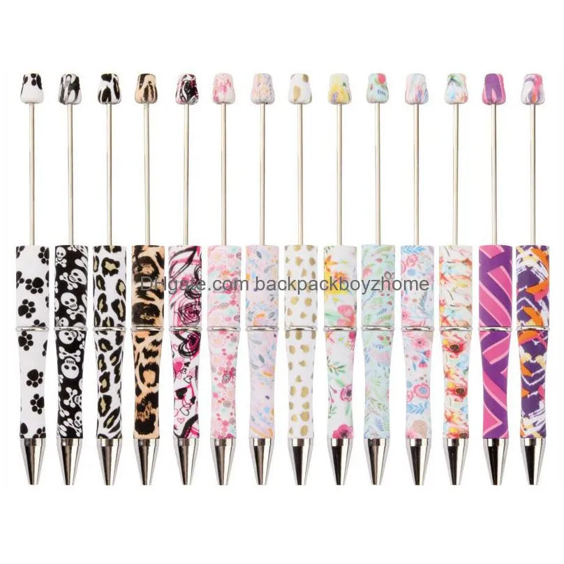 leopard diy bead pen ballpoint pens original beads pens customizable lamp work craft writing tool