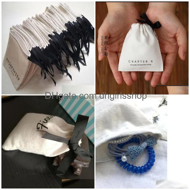 jewelry cotton gift bags 10x15cm4x6 eyelashes makeup sack custom logo drawstring pouches