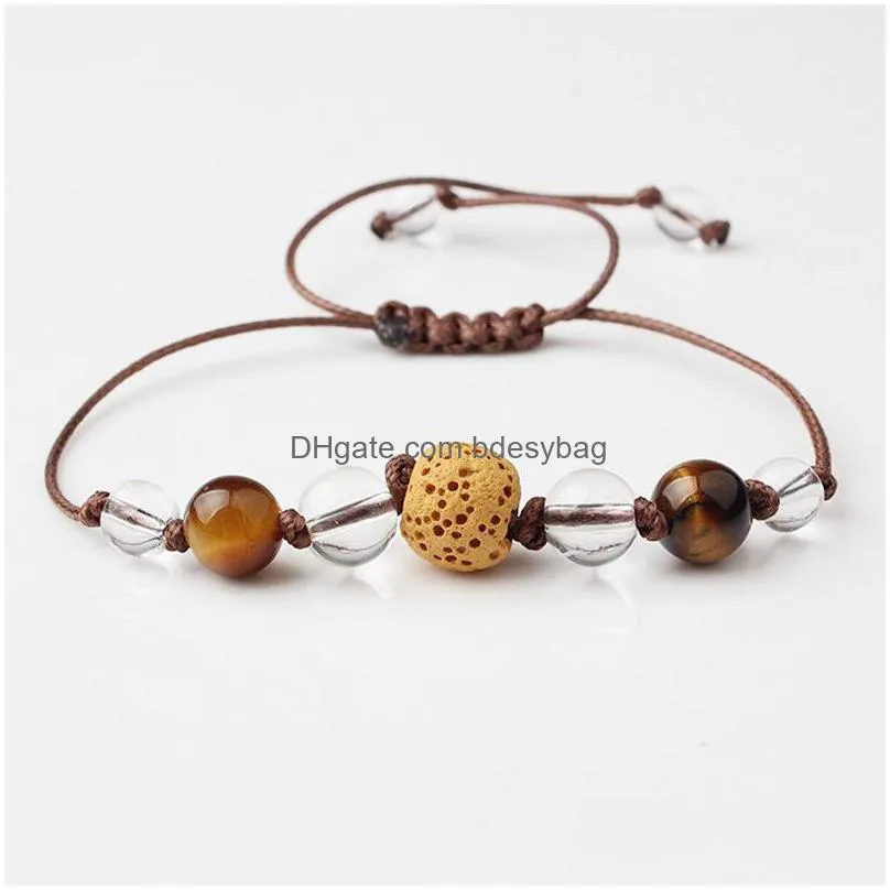 glass lava beads friendship bracelet handknitted beaded yoga ladies  oil aromatherapy bracelet