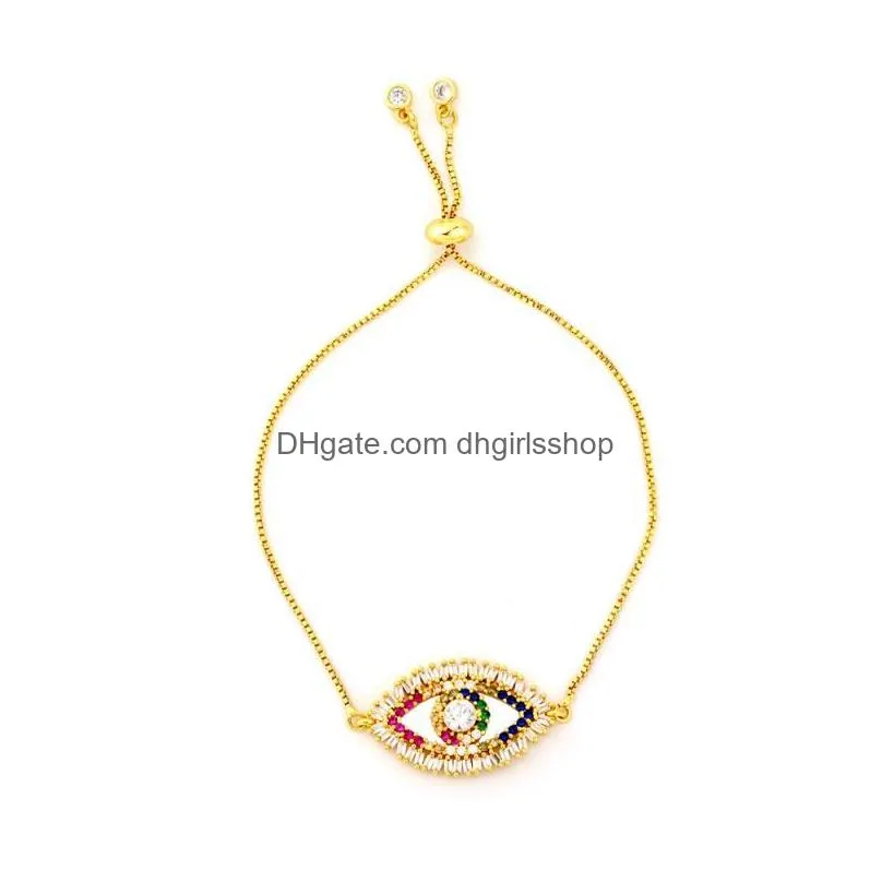 link chain womens zircon cz devils eye bracelets bangles rainbow colorful turkeys charm gold jewelry for women giftlink lars2