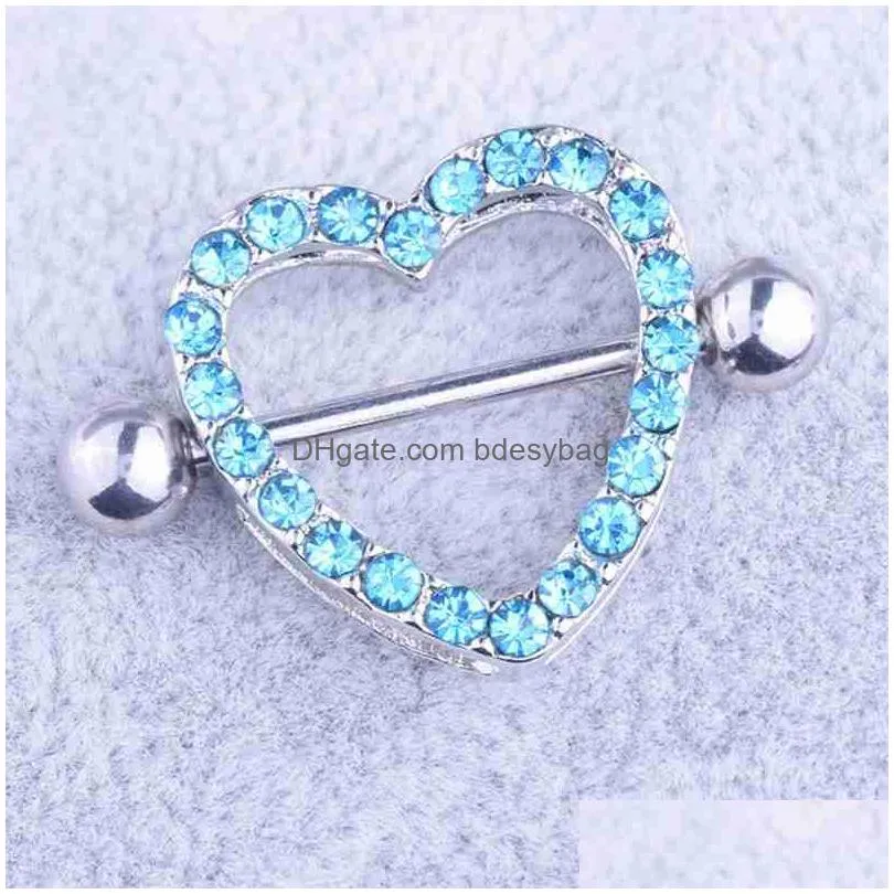 rhinestone silver stainless steel hypoallergenic doublelayer diamond love milk beautiful cute jewels amazing flower surgical steel heart