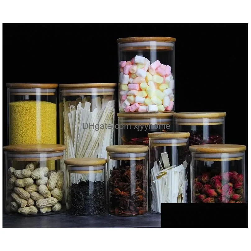 mason candy food jars for spices glass bamboo cover container glass jars with lids cookie jar kitchen jars and lids wholesale