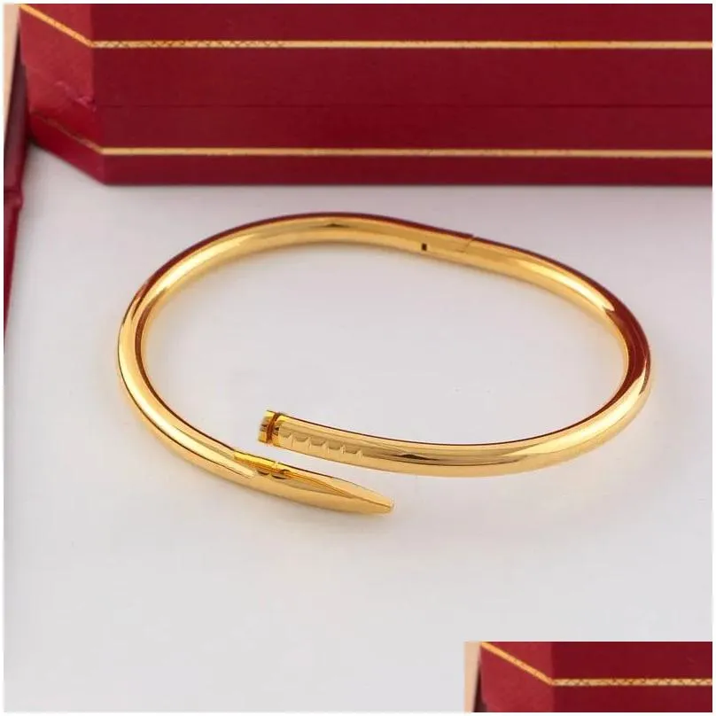 nail bracelet gold bangle for women men stainless steel cuff bangles open nails in hands christmas gifts for girls accessories wholesale designer bracelet